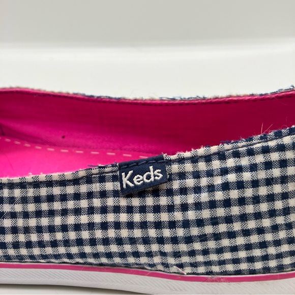Keds Blue Gingham Slip-on Sneaker with Bow - Picture 3 of 5